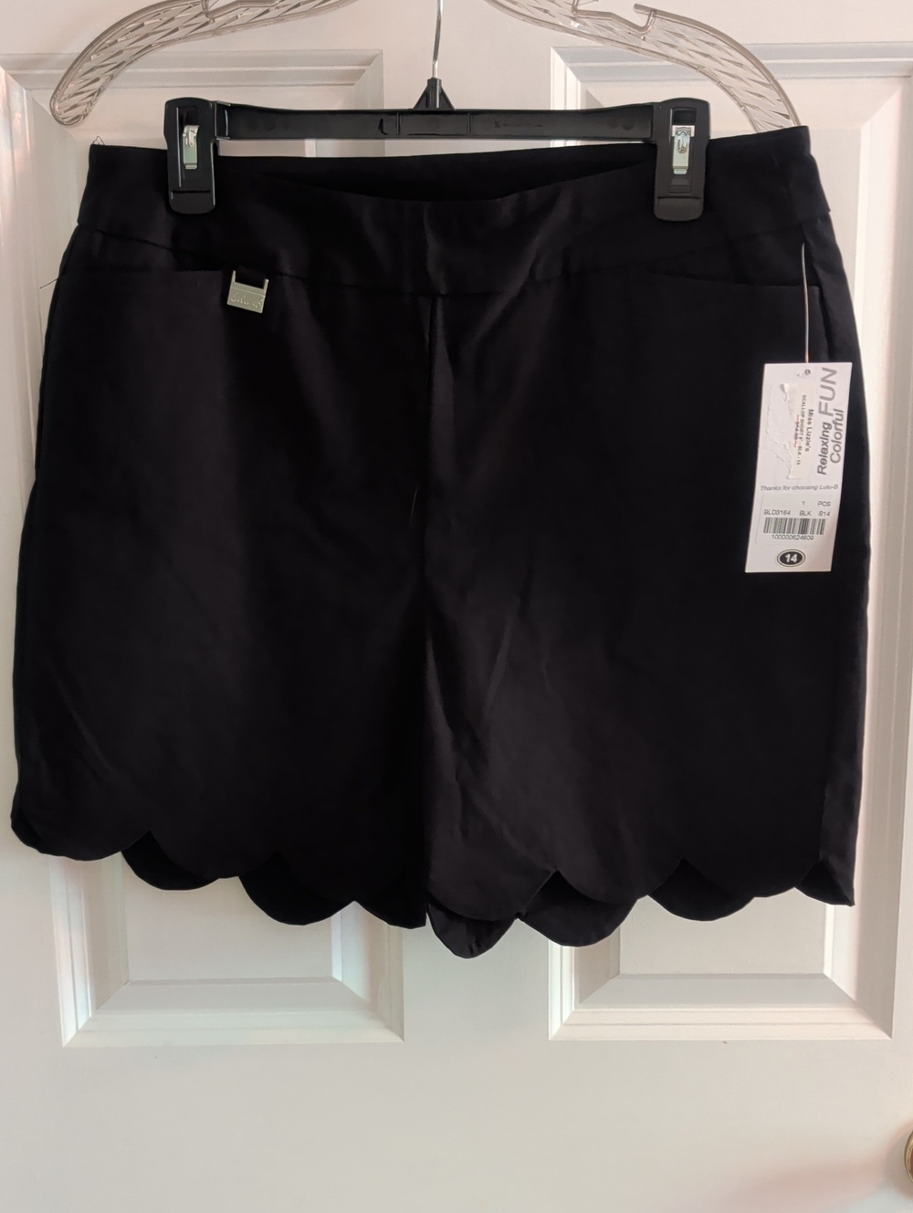 Lulu-B Black Scalloped Hem Black Shorts